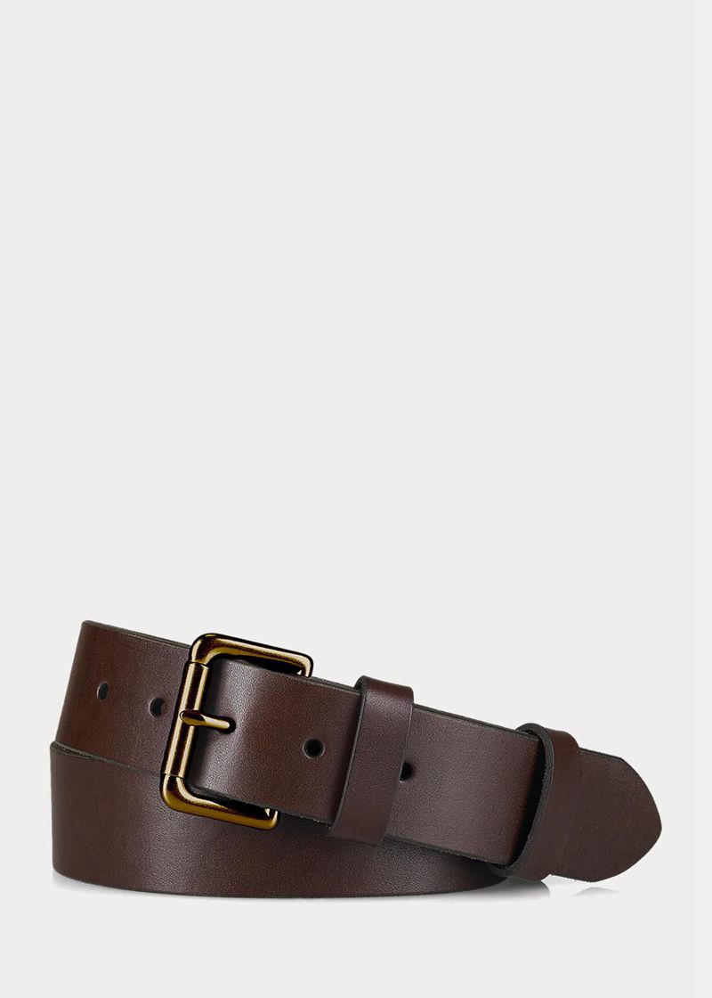 Cinturon Polo Ralph Lauren Hombre Cuero Roller-Buckle Chile Marrones XZANV-3041